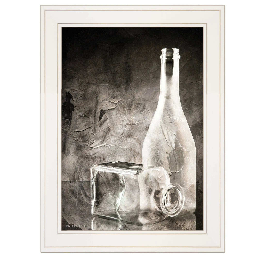 Moody Gray Glassware Still Life 1 White Framed Print Kitchen Wall Art - Homeroots - Flyclothing LLC