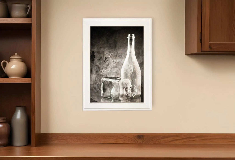 Moody Gray Glassware Still Life 1 White Framed Print Kitchen Wall Art - Homeroots - Flyclothing LLC
