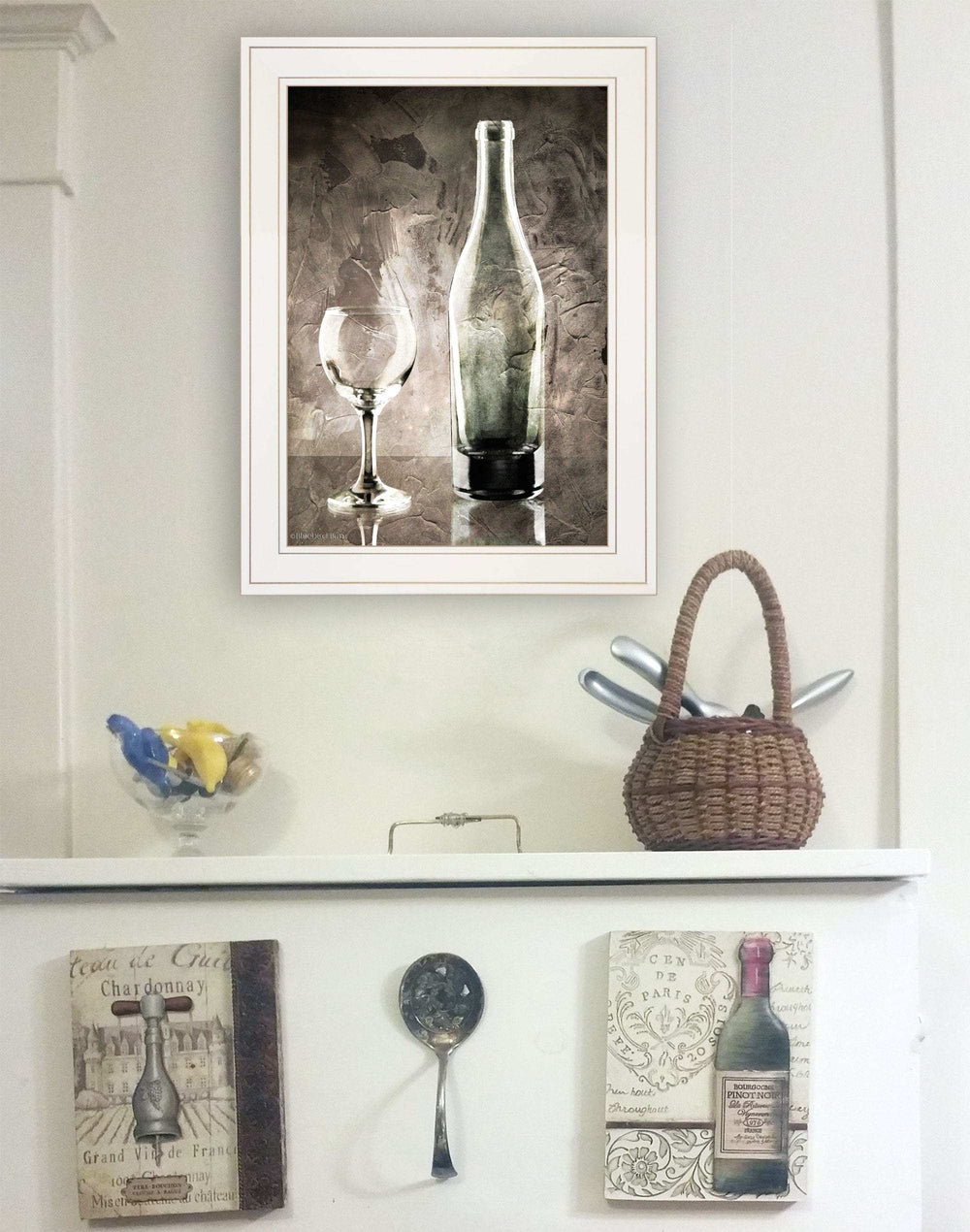 Moody Gray Wine Glass Still Life 1 White Framed Print Wall Art - Homeroots - Flyclothing LLC