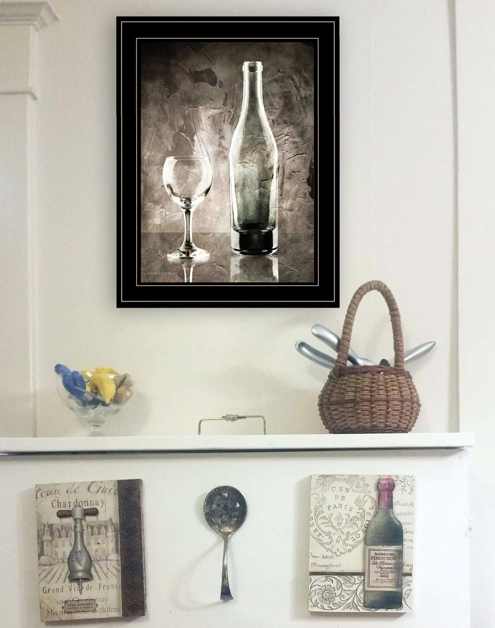 Moody Gray Wine Glass Still Life 3 Black Framed Print Wall Art - Homeroots - Flyclothing LLC
