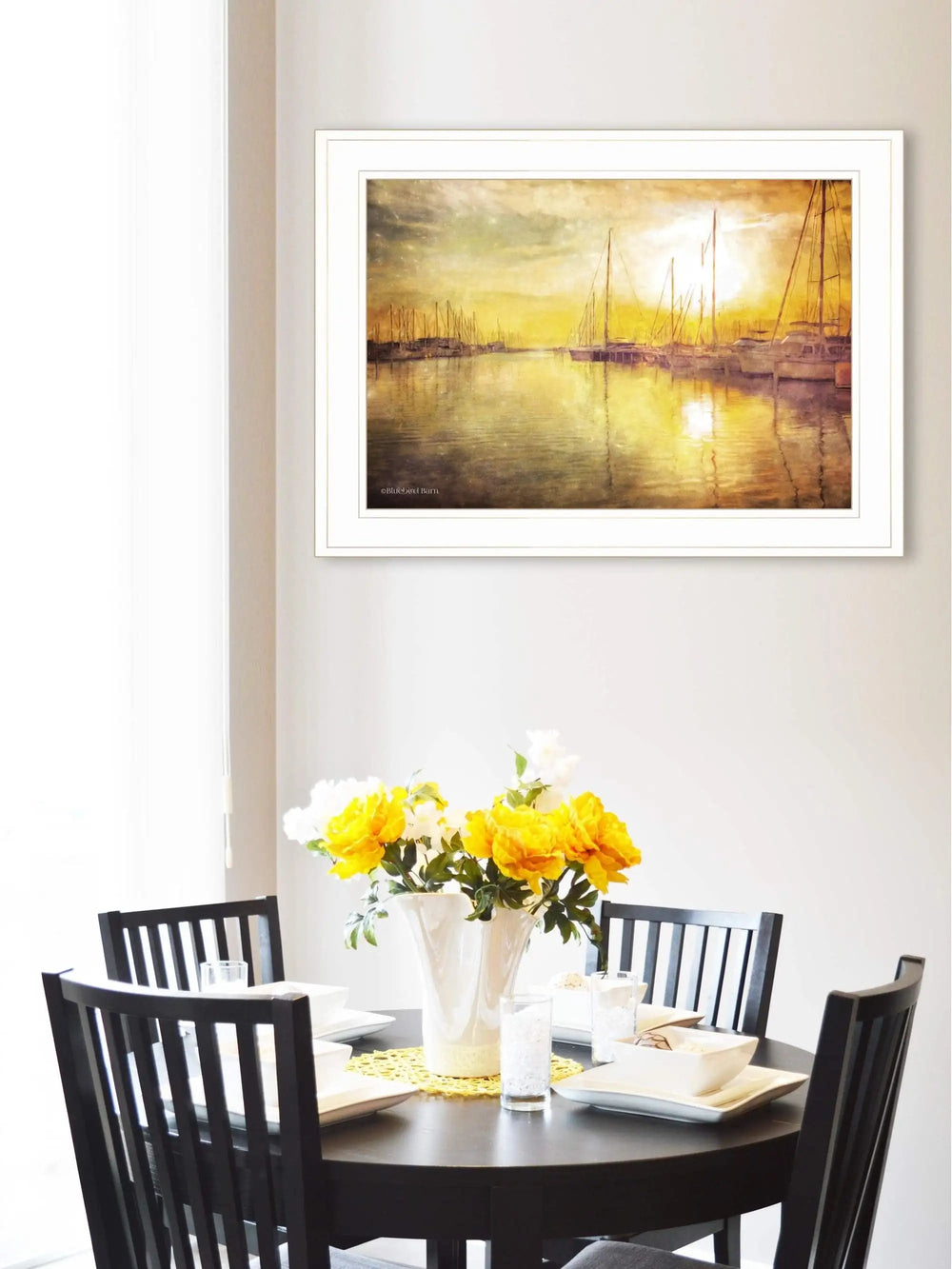 Yellow Sunset White Framed Print Wall Art - Homeroots - Flyclothing LLC