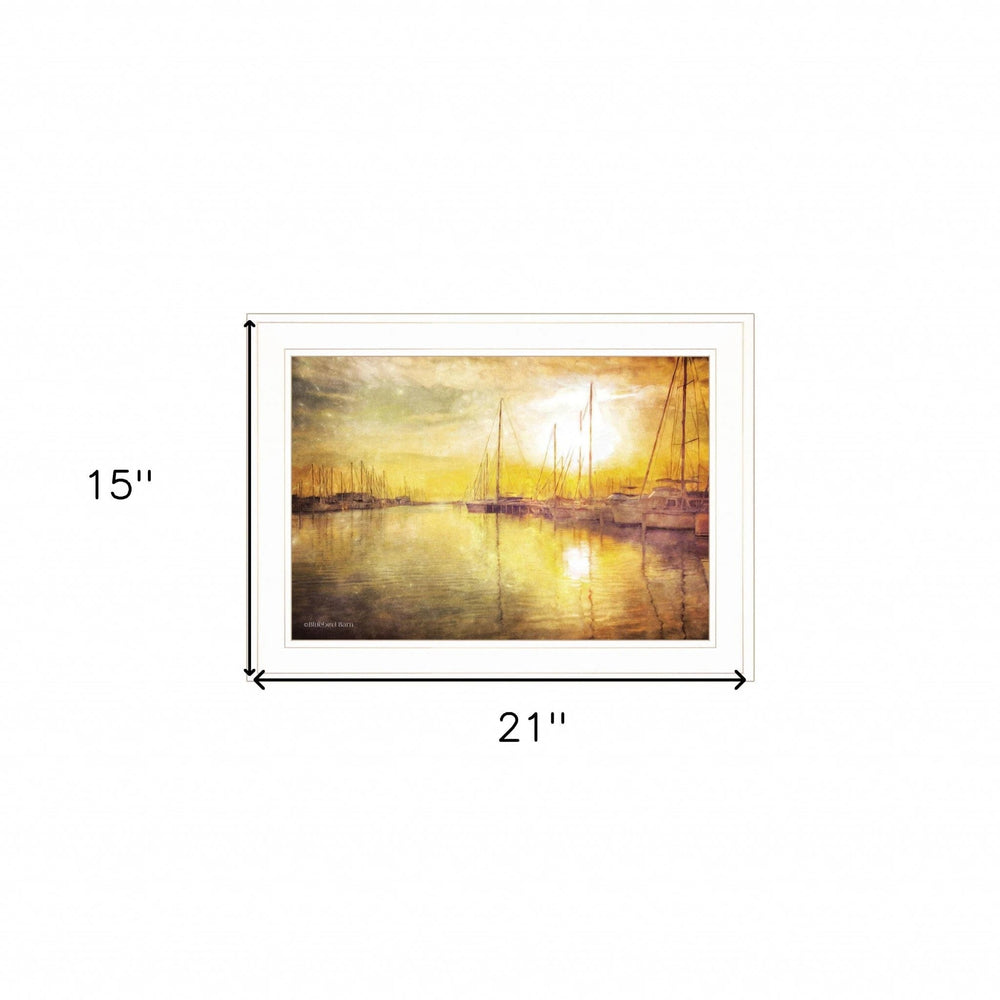 Yellow Sunset White Framed Print Wall Art - Homeroots - Flyclothing LLC