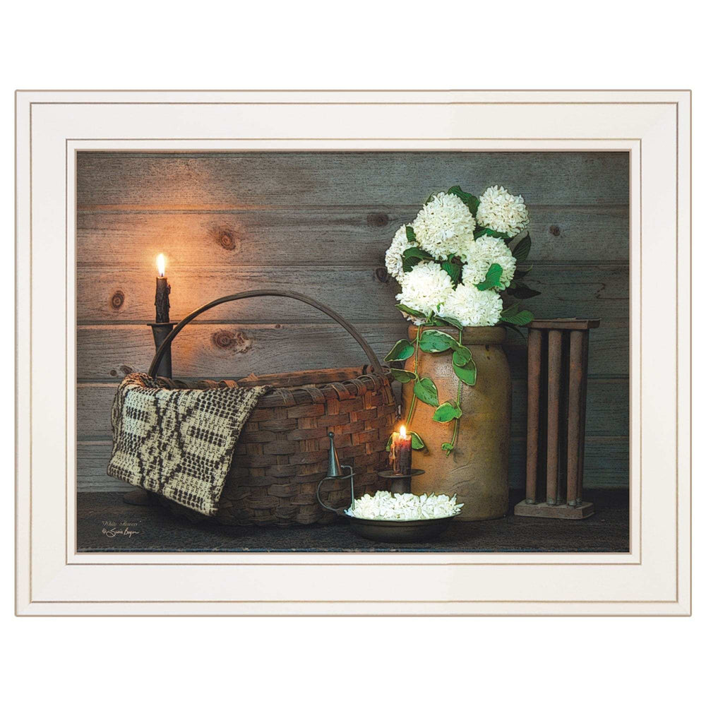 White Flowers 1 White Framed Print Wall Art - Homeroots - Flyclothing LLC