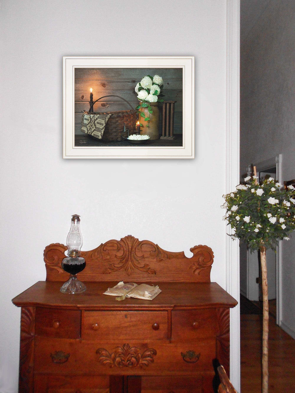 White Flowers 1 White Framed Print Wall Art - Homeroots - Flyclothing LLC