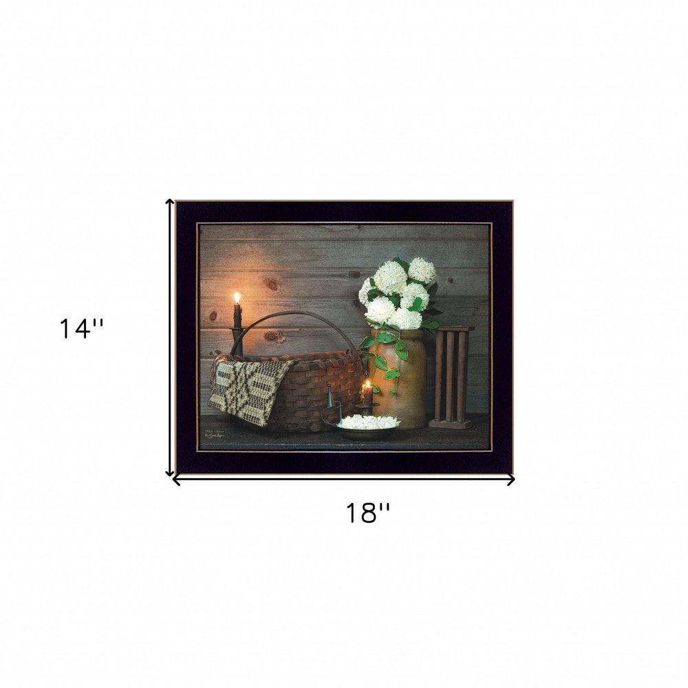 White Flowers 3 Black Framed Print Wall Art - Homeroots - Flyclothing LLC