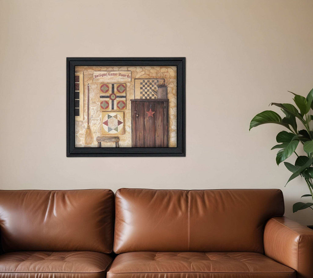 Antique Game Boards Black Framed Print Wall Art - Homeroots - Flyclothing LLC