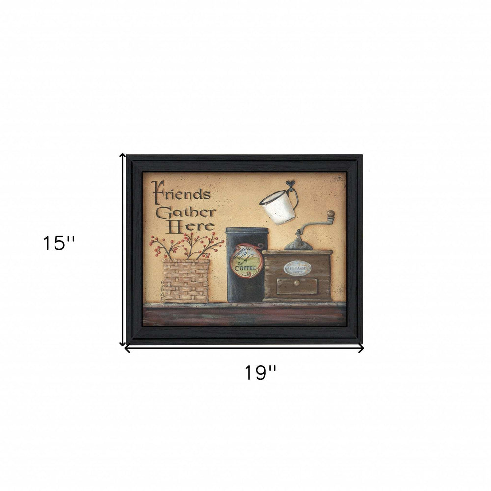 Friends Gather Here Black Framed Print Wall Art - Homeroots - Flyclothing LLC