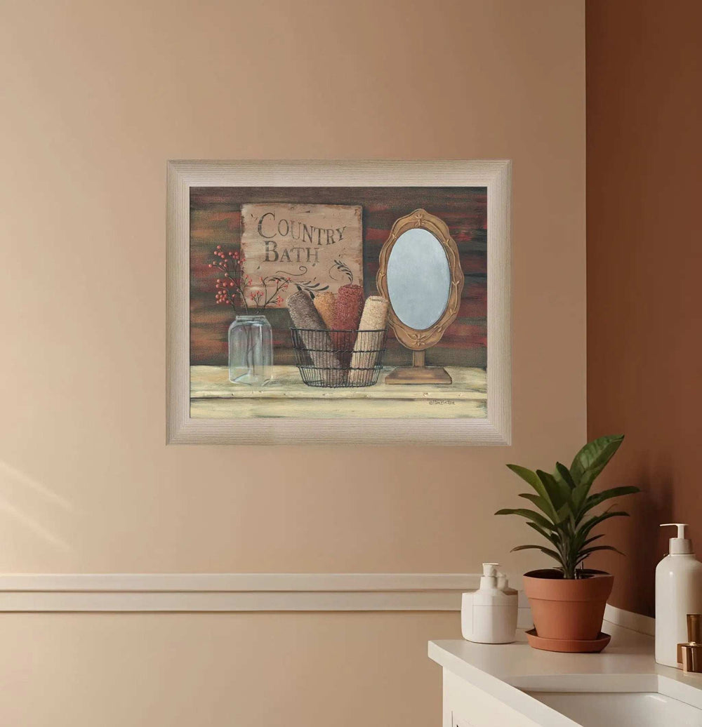 Country Bath 4 Brown Framed Print Bathroom Wall Art - Homeroots - Flyclothing LLC