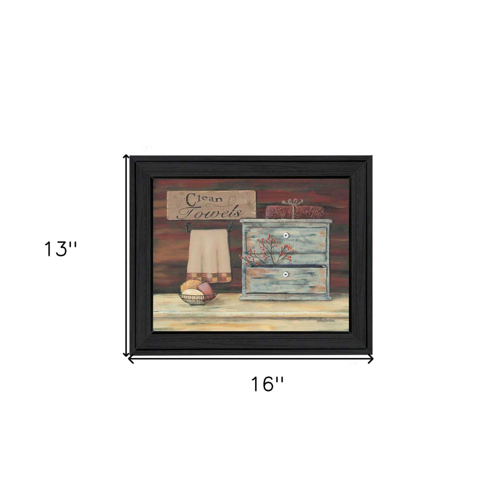 Clean Towels 1 Black Framed Print Bathroom Wall Art - Homeroots - Flyclothing LLC