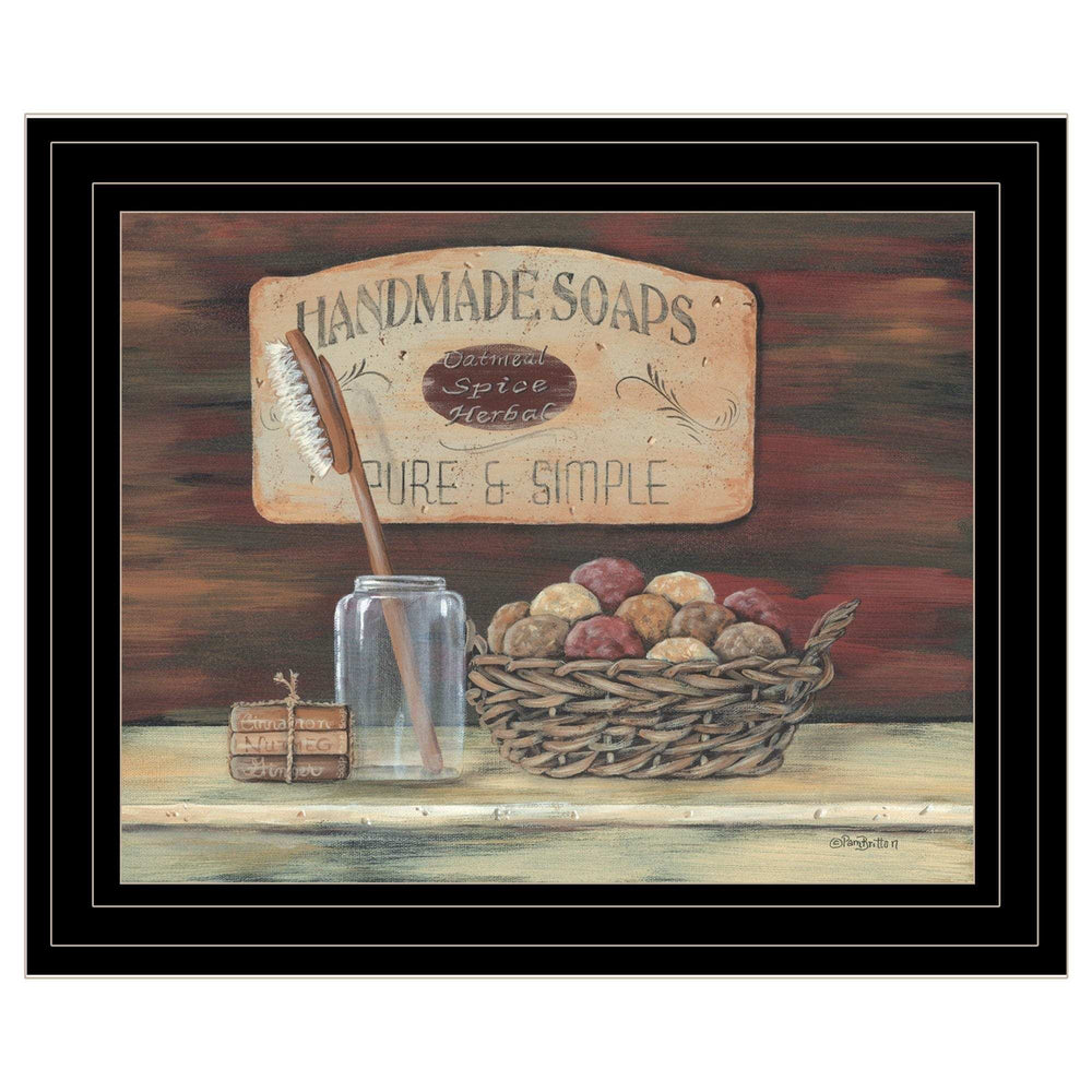HANDMADE SOAPS 3 Black Framed Print Bathroom Wall Art - Homeroots - Flyclothing LLC