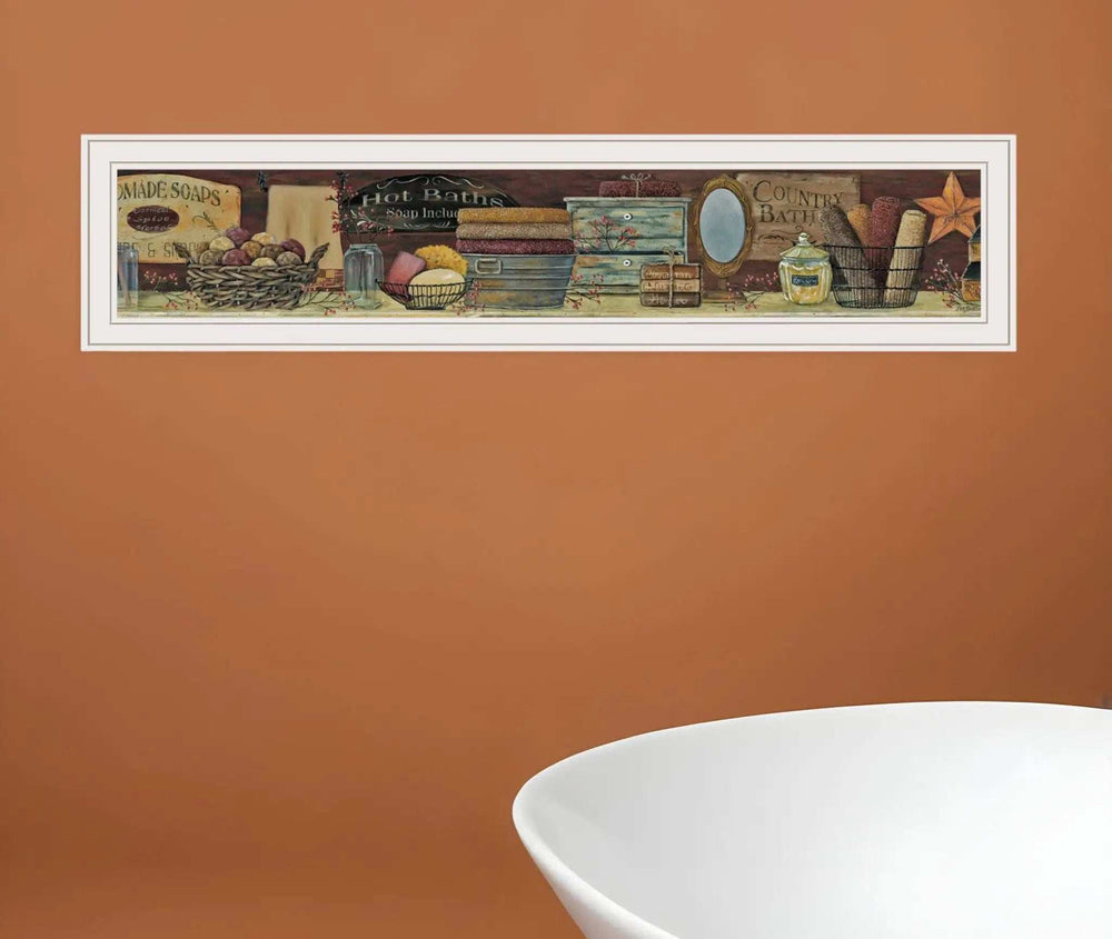 Country Bath Shelf 2 White Framed Print Bathroom Wall Art - Homeroots - Flyclothing LLC