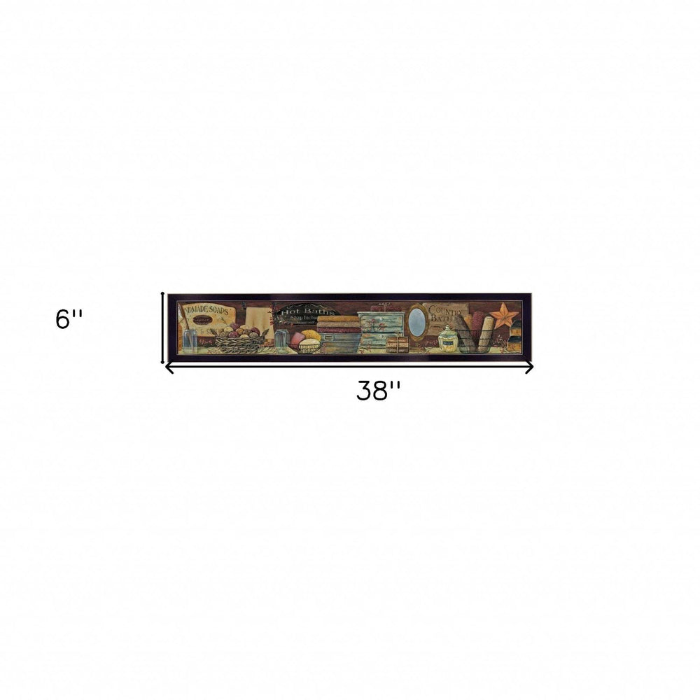 Country Bath Shelf 4 Black Framed Print Bathroom Wall Art - Homeroots - Flyclothing LLC