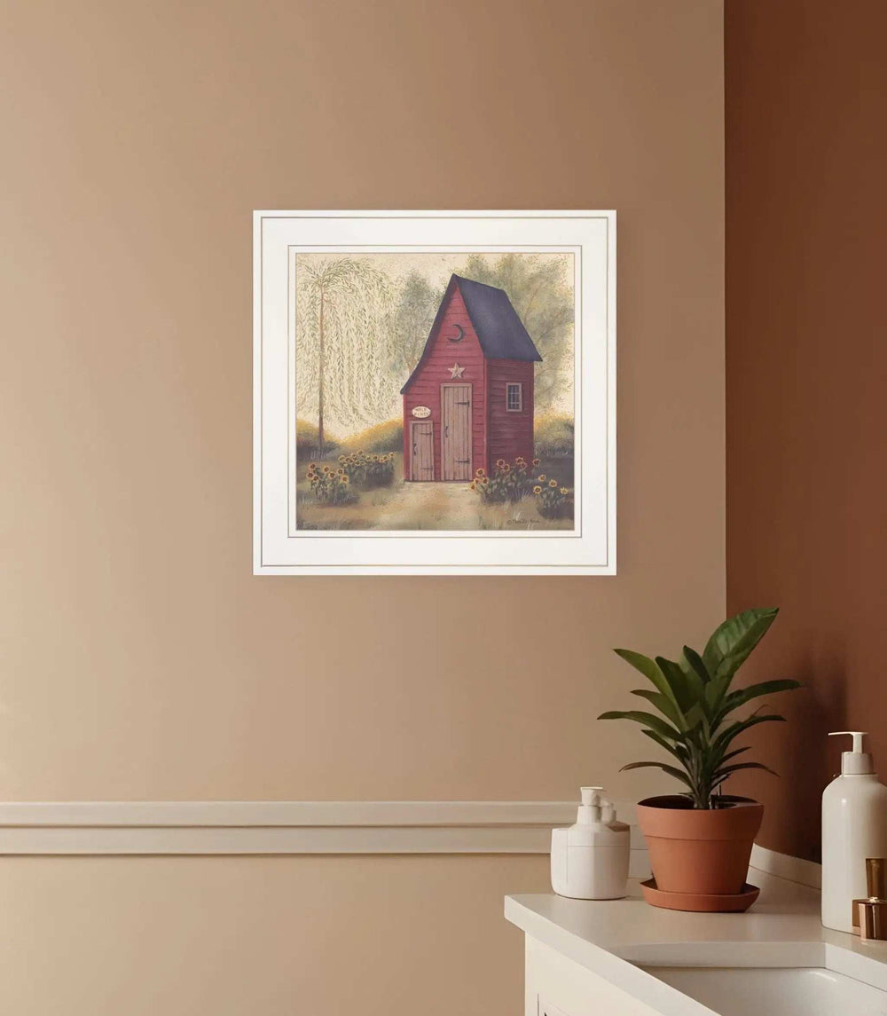 Folk Art Outhouse II 1 White Framed Print Bathroom Wall Art - Homeroots - Flyclothing LLC