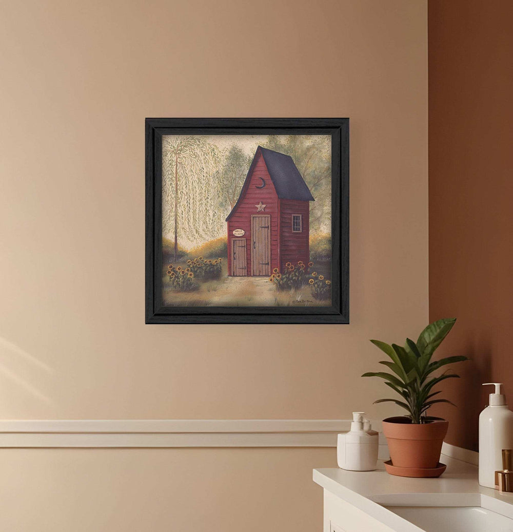 Folk Art Outhouse Black Framed Print Wall Art - Homeroots - Flyclothing LLC