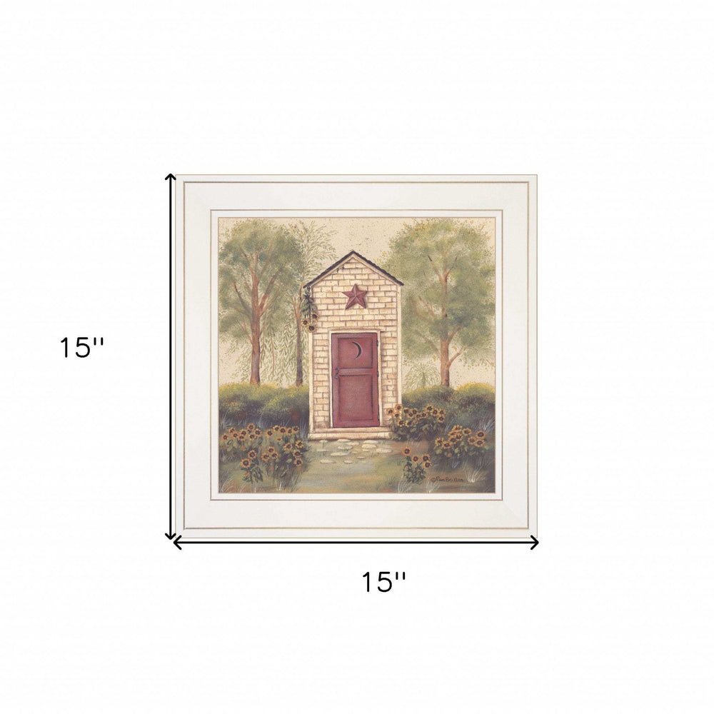 Folk Art Outhouse III 1 White Framed Print Wall Art - Homeroots - Flyclothing LLC