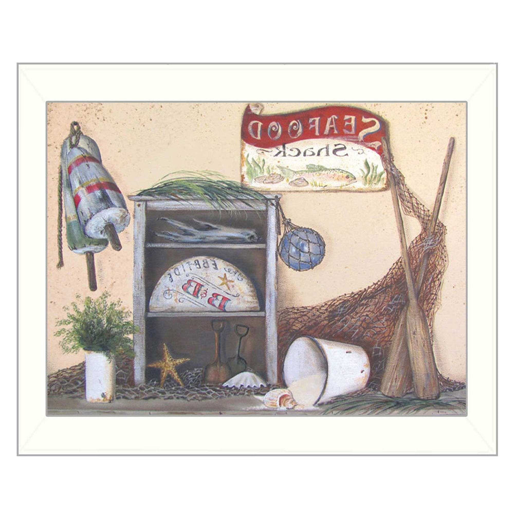 Seafood Shack White Picture Frame Print Kitchen Wall Art - Homeroots - Flyclothing LLC