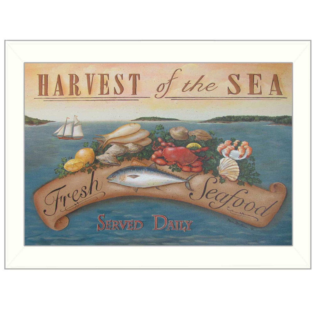 Sea Harvest White Framed Print Kitchen Wall Art - Homeroots - Flyclothing LLC