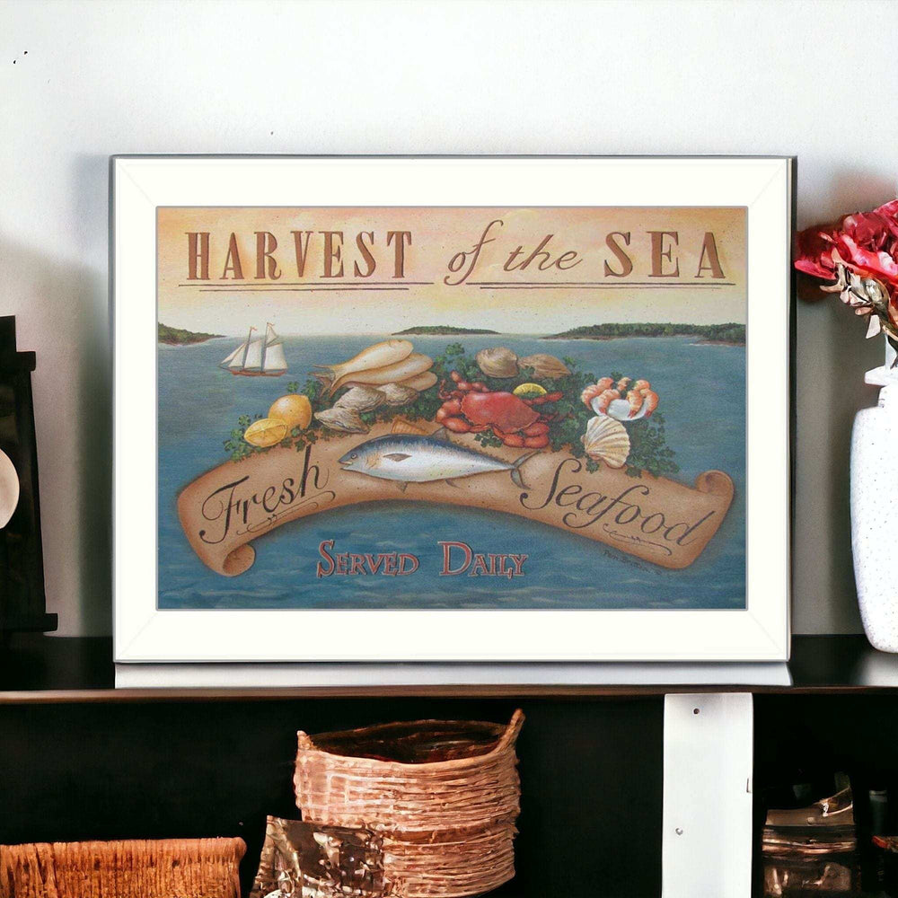 Sea Harvest White Framed Print Kitchen Wall Art - Homeroots - Flyclothing LLC