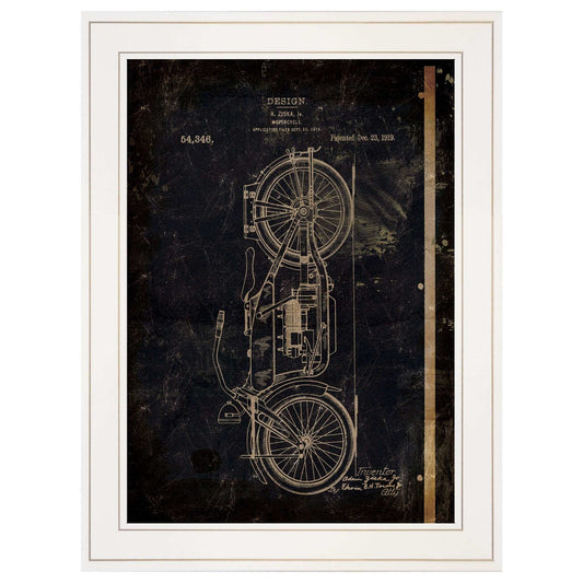 Motor Bike Patent I 1 White Framed Print Wall Art - Homeroots - Flyclothing LLC