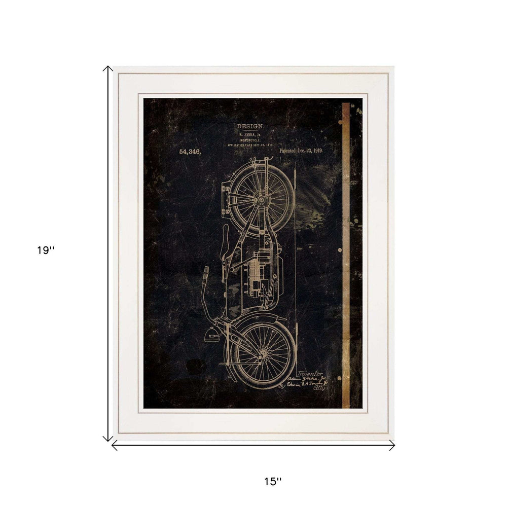 Motor Bike Patent I 1 White Framed Print Wall Art - Homeroots - Flyclothing LLC
