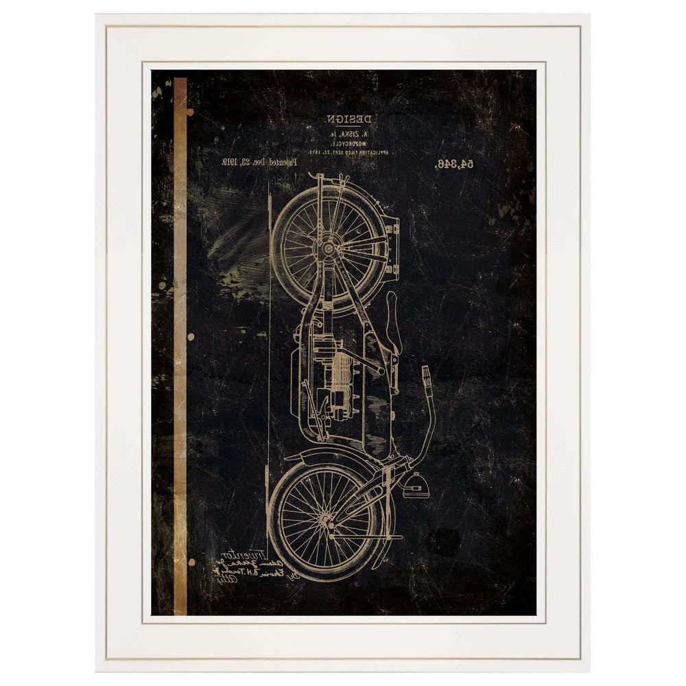 Motor Bike Patent I 1 White Framed Print Wall Art - Homeroots - Flyclothing LLC