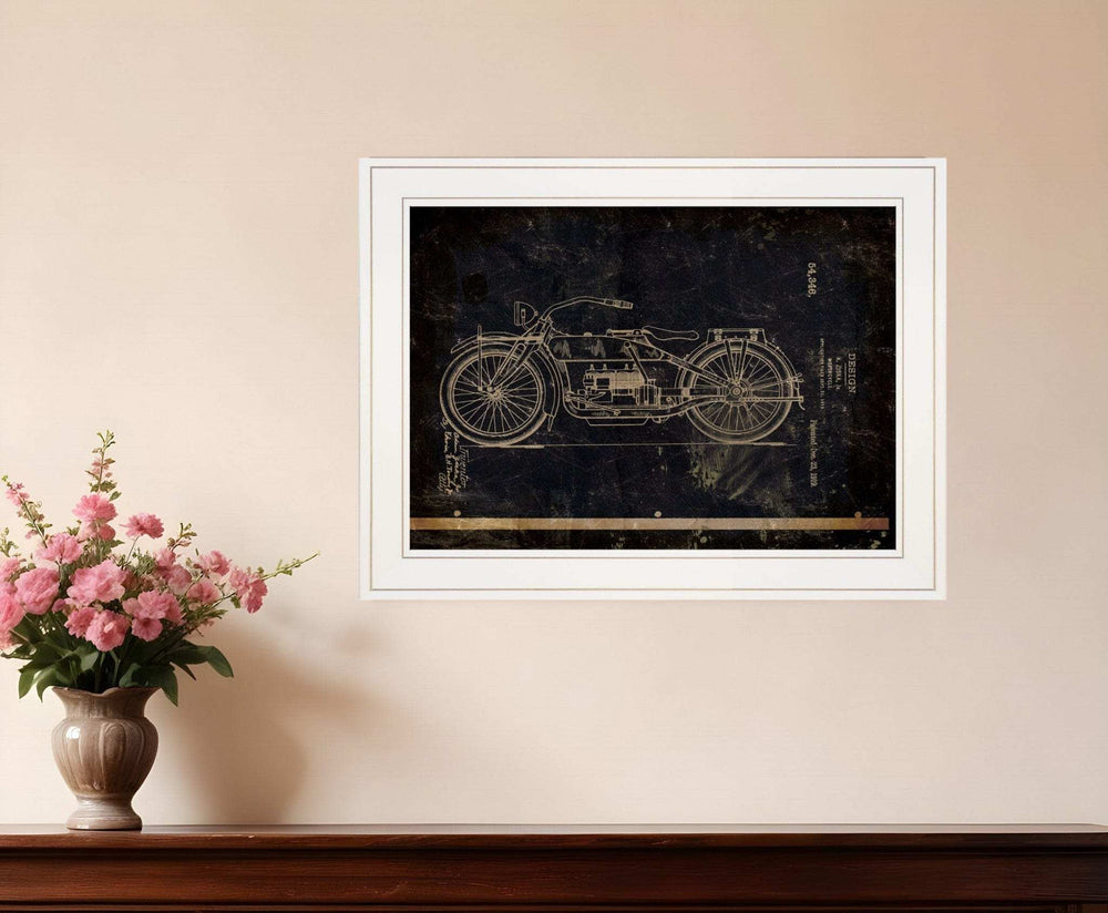 Motor Bike Patent I 1 White Framed Print Wall Art - Homeroots - Flyclothing LLC