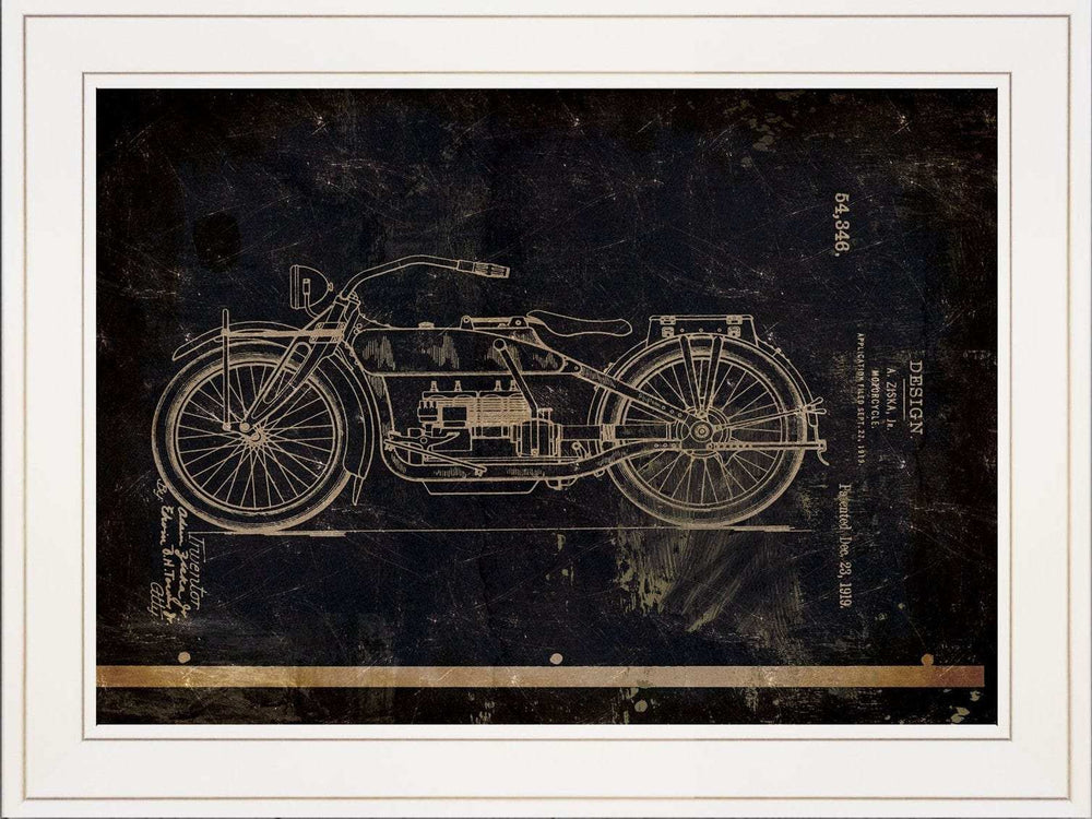 Motor Bike Patent I 1 White Framed Print Wall Art - Homeroots - Flyclothing LLC