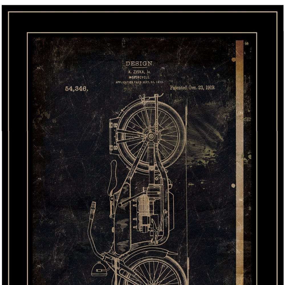 Motor Bike Patent I 2 Black Framed Print Wall Art - Homeroots - Flyclothing LLC