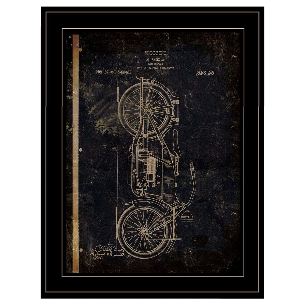 Motor Bike Patent I 2 Black Framed Print Wall Art - Homeroots - Flyclothing LLC