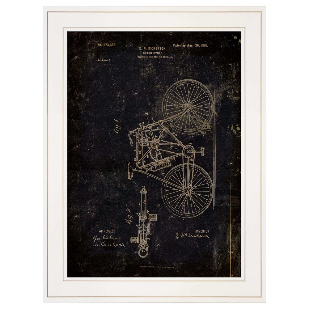 Motor Bike Patent I 3 White Framed Print Wall Art - Homeroots - Flyclothing LLC