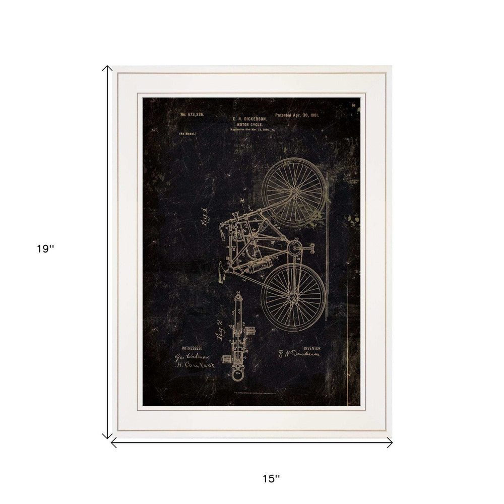 Motor Bike Patent I 3 White Framed Print Wall Art - Homeroots - Flyclothing LLC