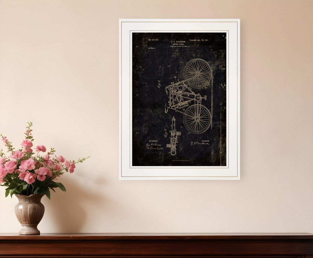 Motor Bike Patent I 3 White Framed Print Wall Art - Homeroots - Flyclothing LLC