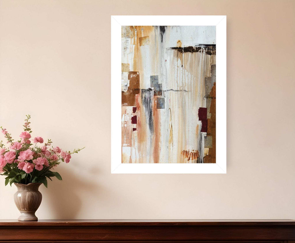 Falling Blocks 1 White Framed Print Wall Art - Homeroots - Flyclothing LLC