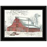 Winter Barn with Pickup Truck 2 Black Framed Print Wall Art - Homeroots - Flyclothing LLC
