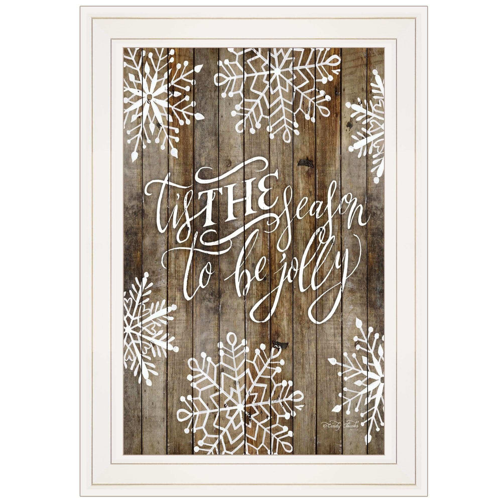 Tis the season Snowflakes 1 White Framed Print Wall Art - Homeroots - Flyclothing LLC