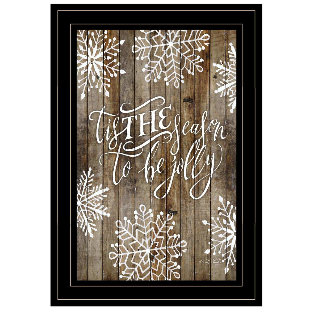 Tis the season Snowflakes 2 Black Framed Print Wall Art - Homeroots - Flyclothing LLC