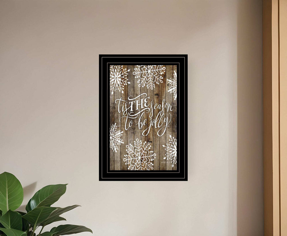 Tis the season Snowflakes 2 Black Framed Print Wall Art - Homeroots - Flyclothing LLC