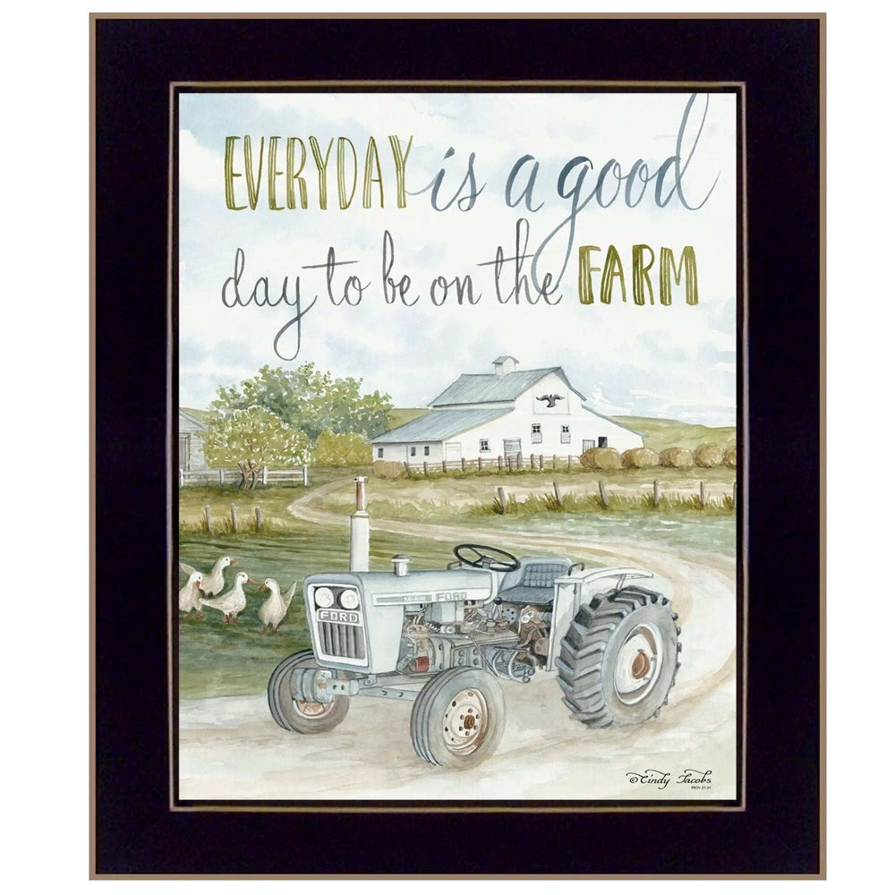 Good Day Antique Ford Tractor Black Framed Print Wall Art - Homeroots - Flyclothing LLC