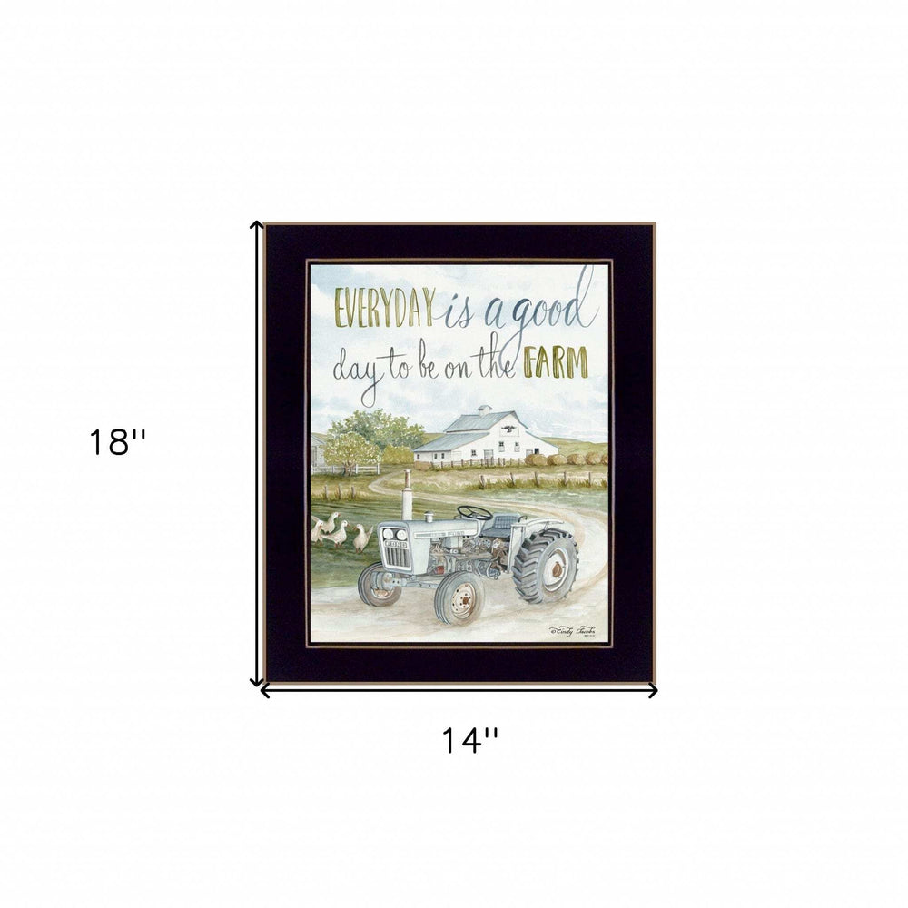 Good Day Antique Ford Tractor Black Framed Print Wall Art - Homeroots - Flyclothing LLC