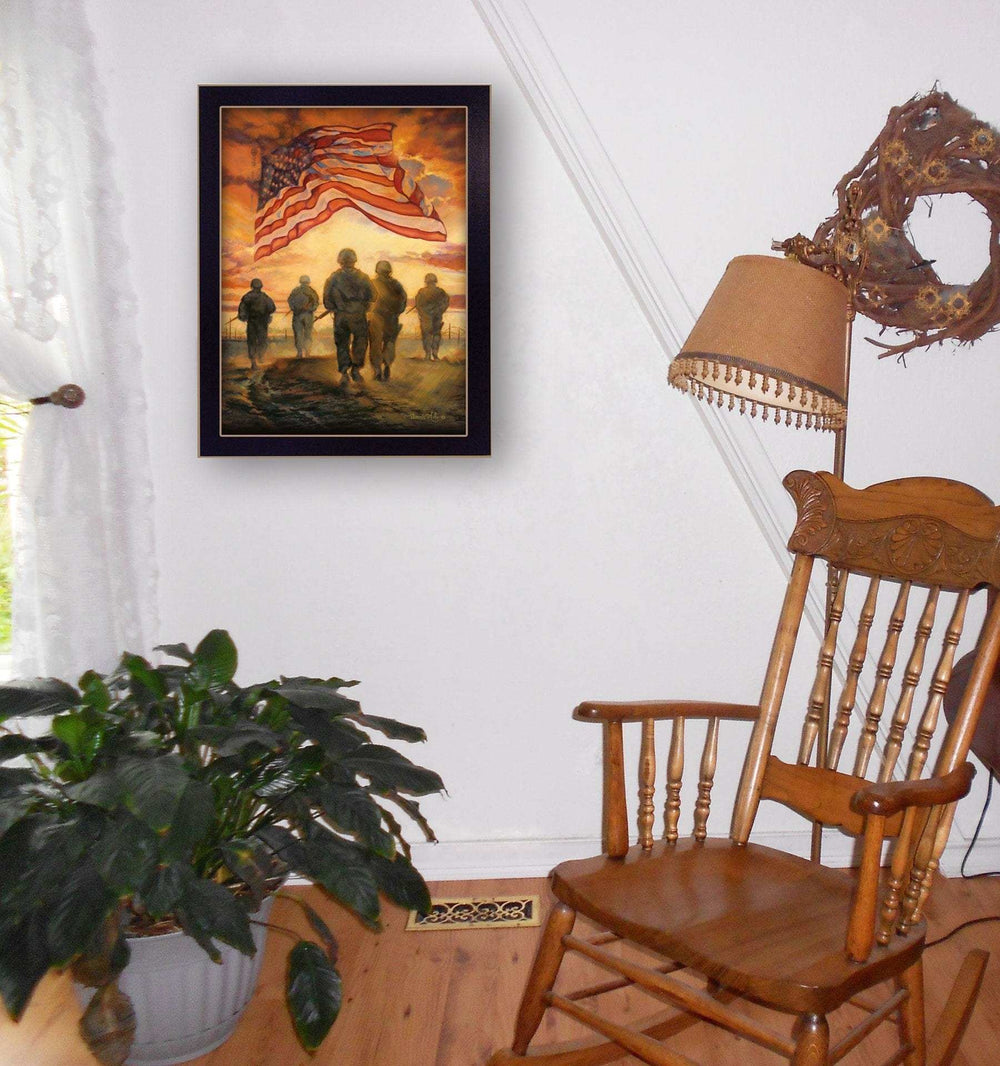 Bless Americas Heroes Black Framed Print Wall Art - Homeroots - Flyclothing LLC