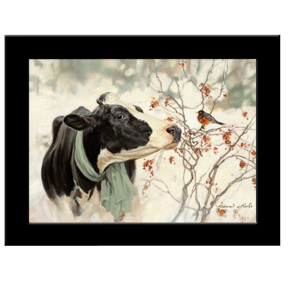 The Winter Robin 4 Black Framed Print Wall Art - Homeroots - Flyclothing LLC