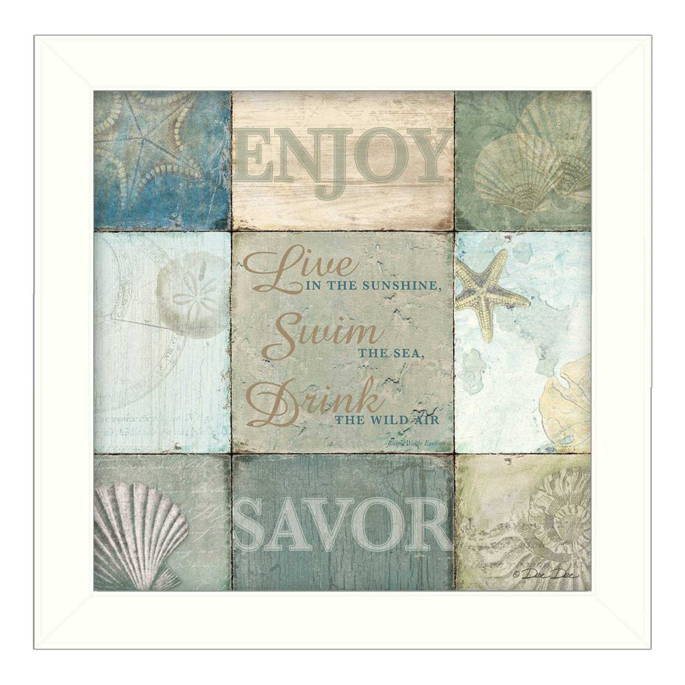 Live in the Sunshine 1 White Framed Print Wall Art - Homeroots - Flyclothing LLC