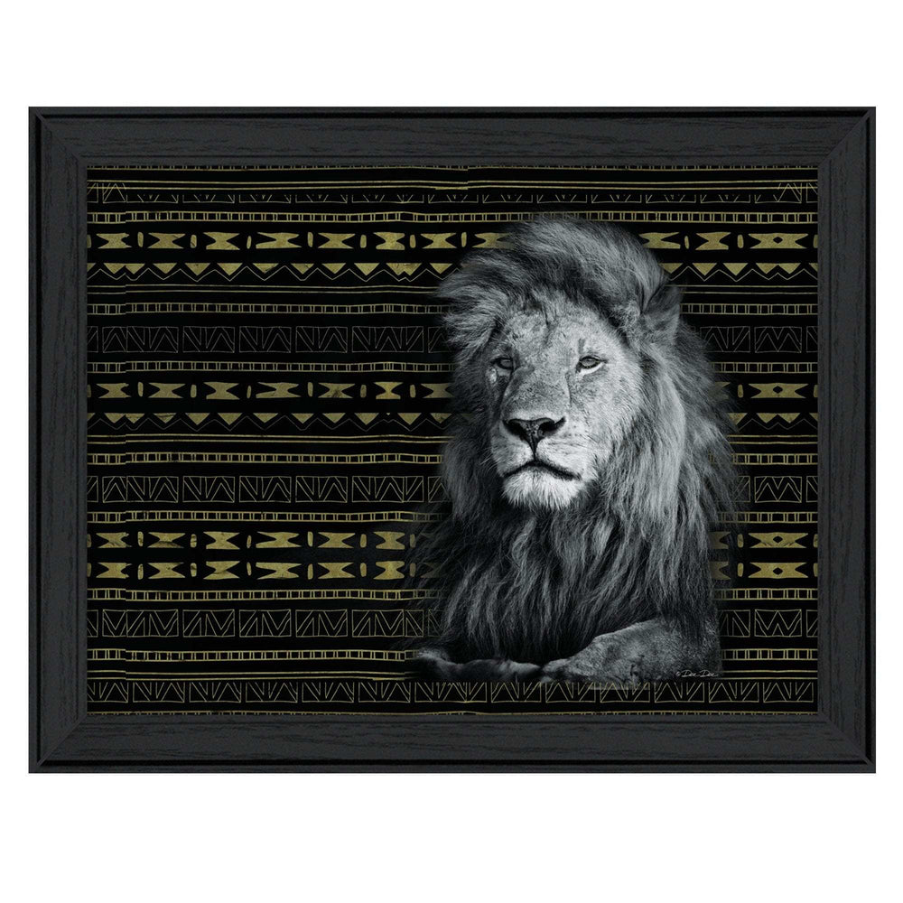 Patterned Lion Black Framed Print Wall Art - Homeroots - Flyclothing LLC