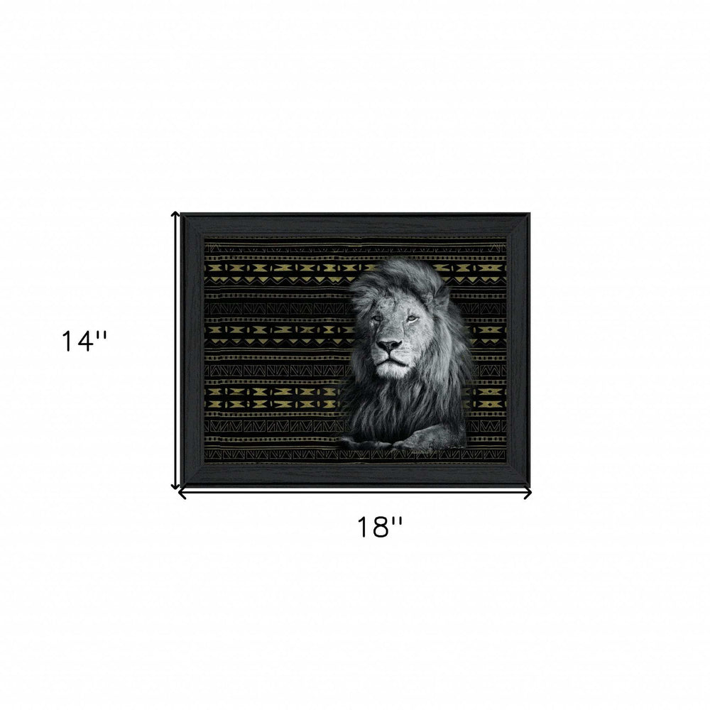Patterned Lion Black Framed Print Wall Art - Homeroots - Flyclothing LLC