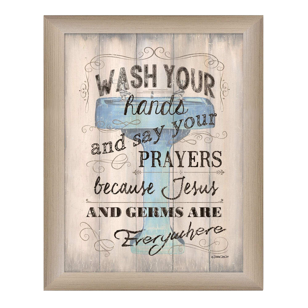 Wash your Hands 3 Brown Framed Print Bathroom Wall Art - Homeroots - Flyclothing LLC