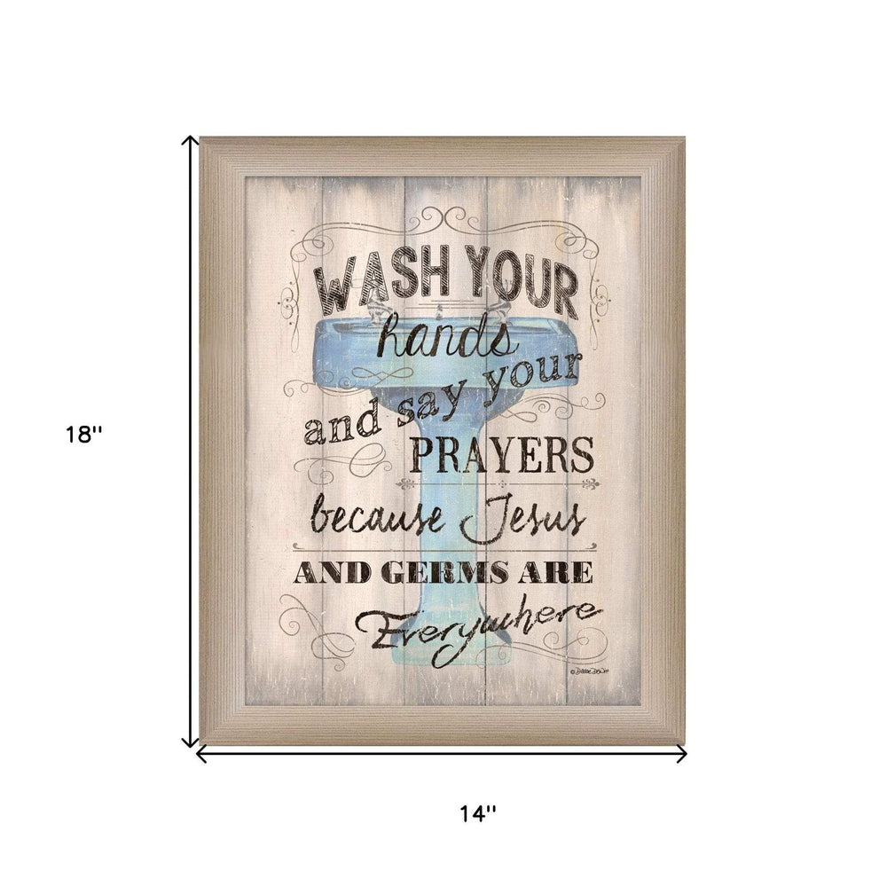 Wash your Hands 3 Brown Framed Print Bathroom Wall Art - Homeroots - Flyclothing LLC