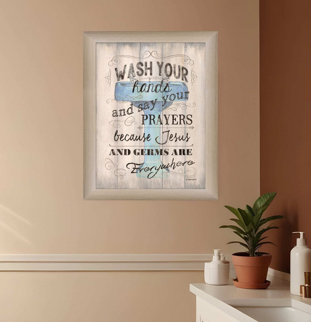 Wash your Hands 3 Brown Framed Print Bathroom Wall Art - Homeroots - Flyclothing LLC