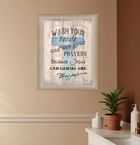 Wash your Hands 3 Brown Framed Print Bathroom Wall Art - Homeroots - Flyclothing LLC