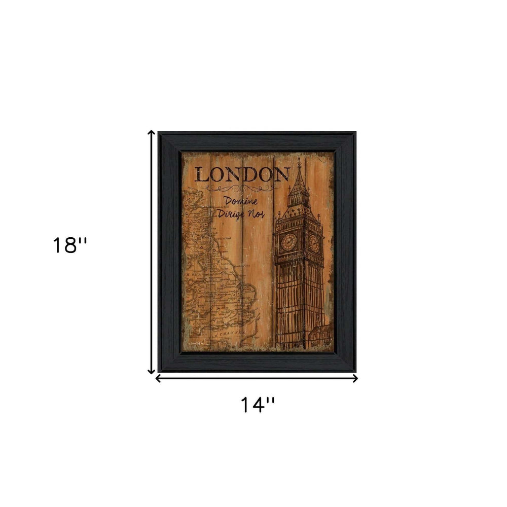 London Travel Poster Black Framed Print Wall Art - Homeroots - Flyclothing LLC