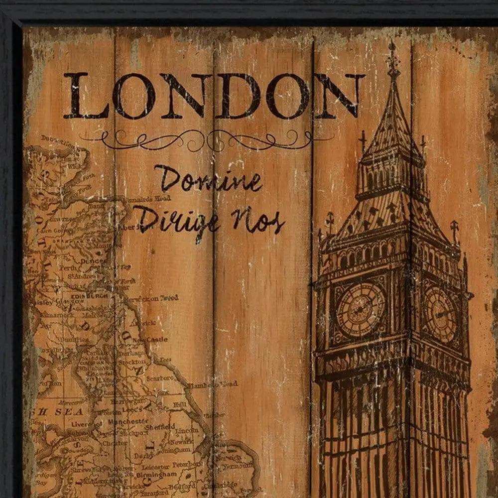 London Travel Poster Black Framed Print Wall Art - Homeroots - Flyclothing LLC
